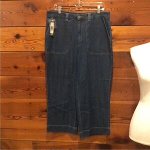 Dark Blue Denim Wide Leg Pants